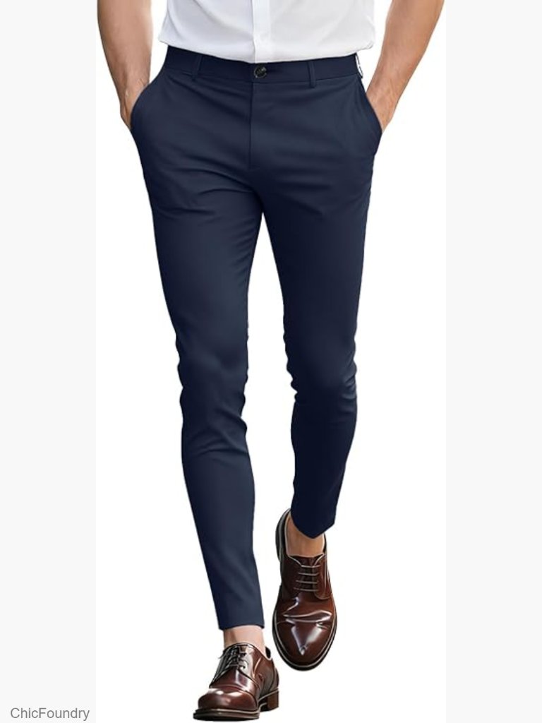 Slim Fit Stretch Chino Dress Pants 5-Pocket Ankle Length